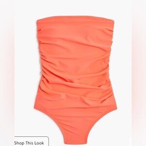 J. Crew Factory Strapless Coral One-Piece Swimsuit